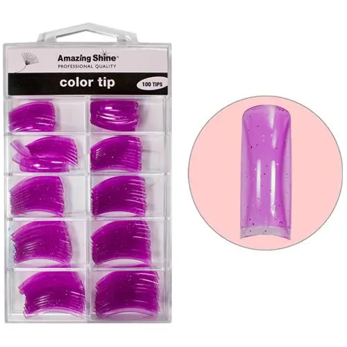 Barevné tipy na nehty Purple Glitter - 100ks, č.1 - 10
