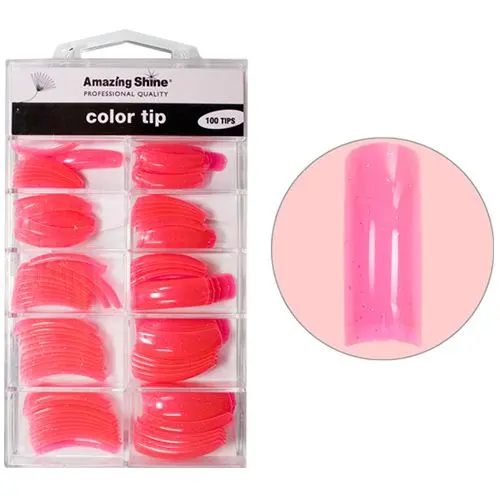 Pink Glitter, 100ks barevné nehtové tipy - č.1 - 10