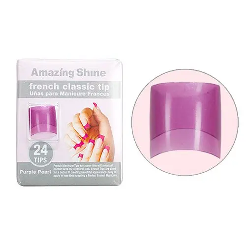 Krátké tipy na francouzskou manikúru - Purple Pearl, French Classic Tip, 24 ks