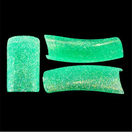 Glitrové tipy na nehty, 20 ks - zelené