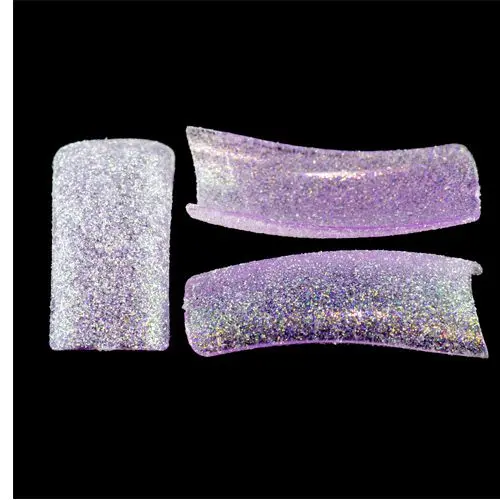 Světle fialové umělé nehty s glitry - 500 ks