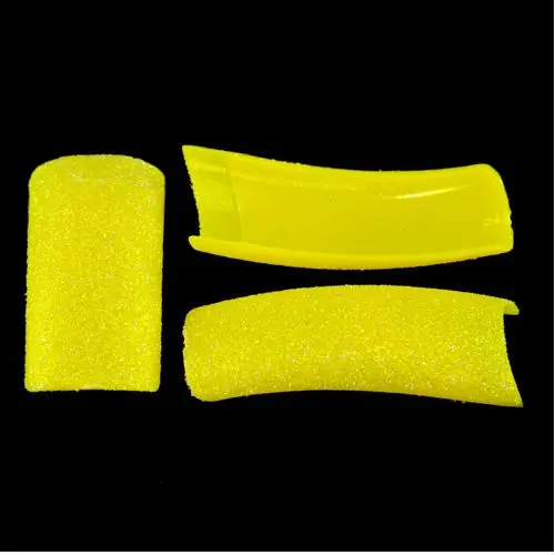 Žluté umělé nehty s glitry - 500 ks