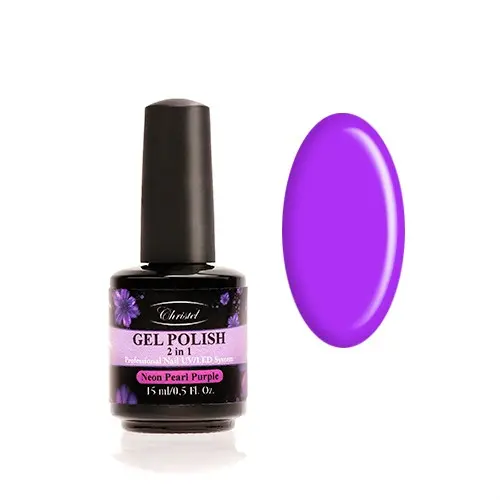 Christel Gelový lak na nehty, 2v1 - Neon Pearl Purple 15ml