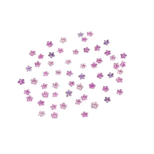 Fialové kamínky na nehty - květinky 50 ks