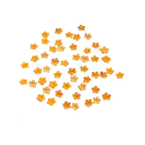 Světle oranžové kamínky na nehty - květinky, 50 ks