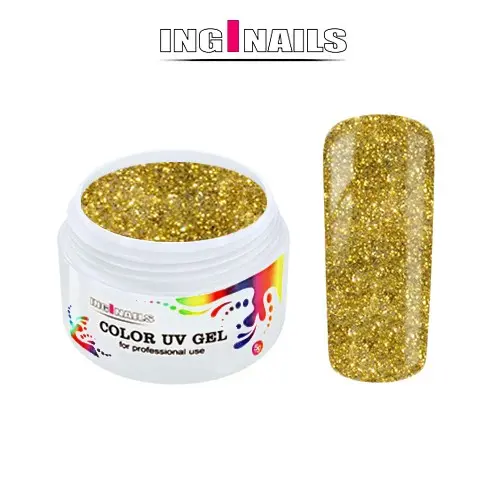 UV Gel, barevný Inginails - Gold Glitter 5 g