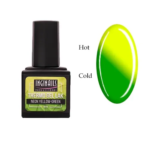 Barevný termo gel lak Inginails Professional - Neon Yellow-Green