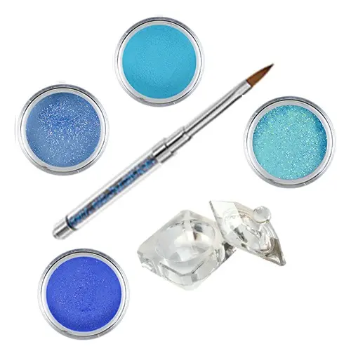 Sada Blue glitter Inginails - Sada barevných akrylových prášků