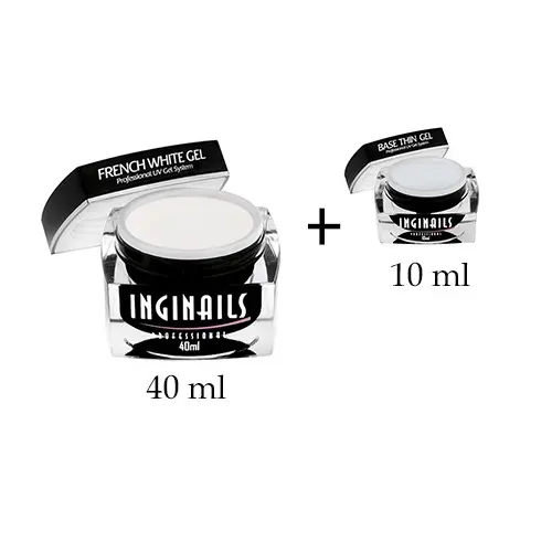 Sada Inginails Professional - UV gel French White 40ml + UV gel Base Thin Gel 10ml