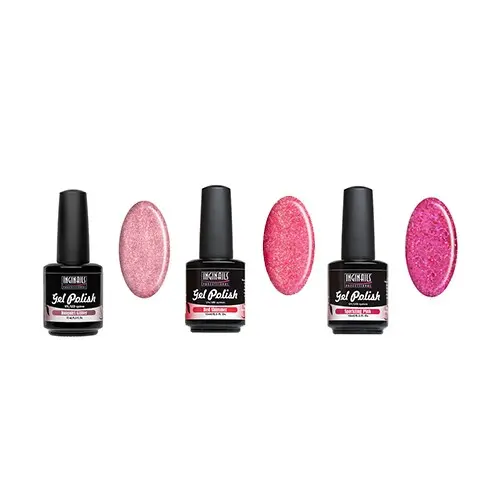 Sada 3ks vysoce kvalitních gel laků - Pink Glitter
