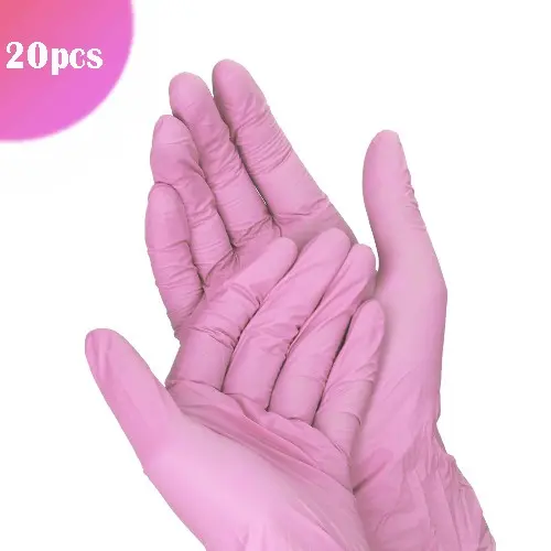 Růžové jednorázové rukavice L/20ks