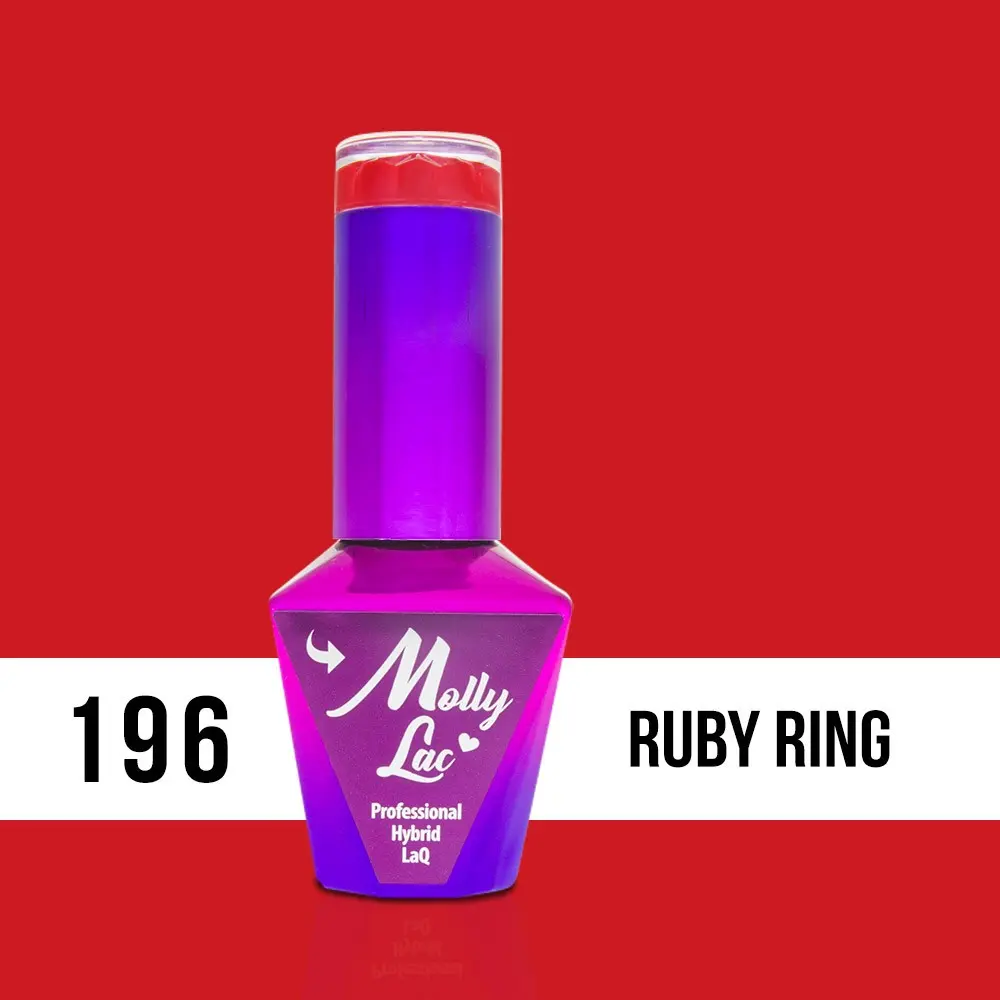 MOLLY LAC UV/LED gel lak Hearts and Kisses - Ruby Ring 196, 10 ml