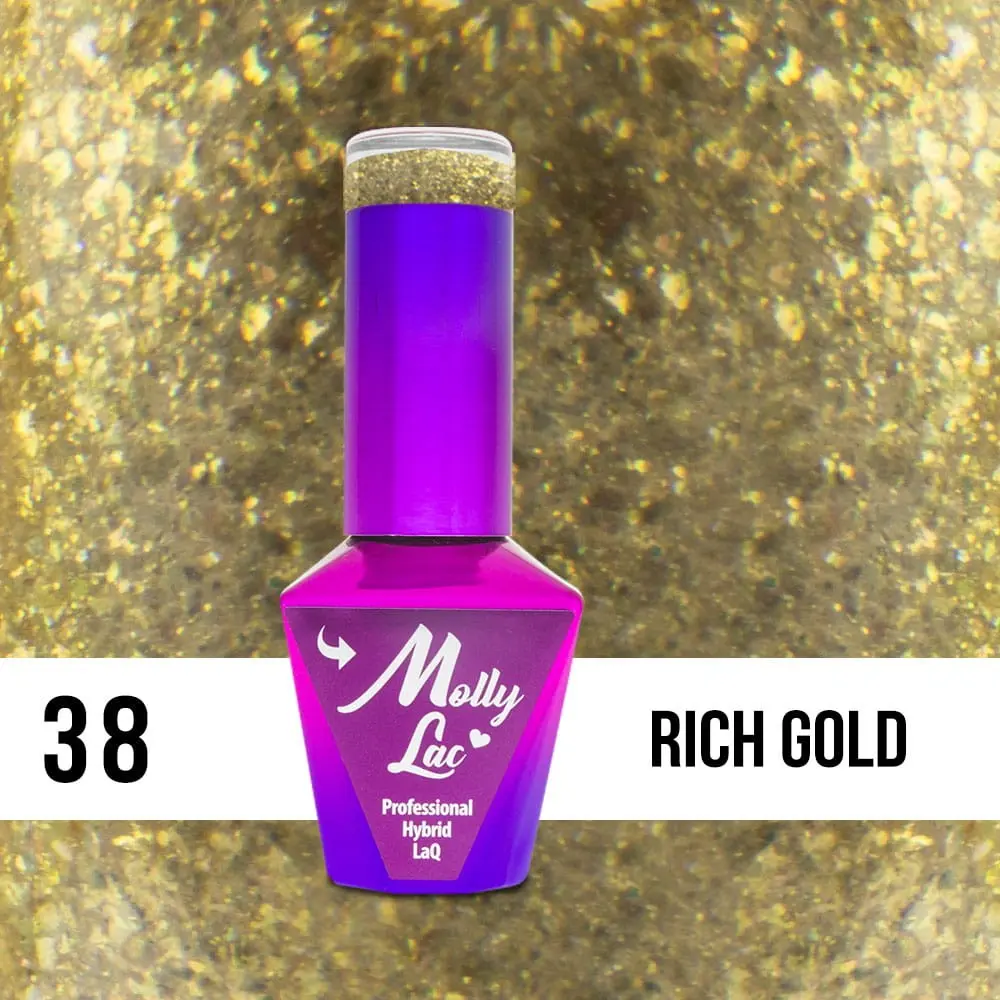 MOLLY LAC UV/LED gel lak Queens of Life - Rich Gold 38, 10 ml