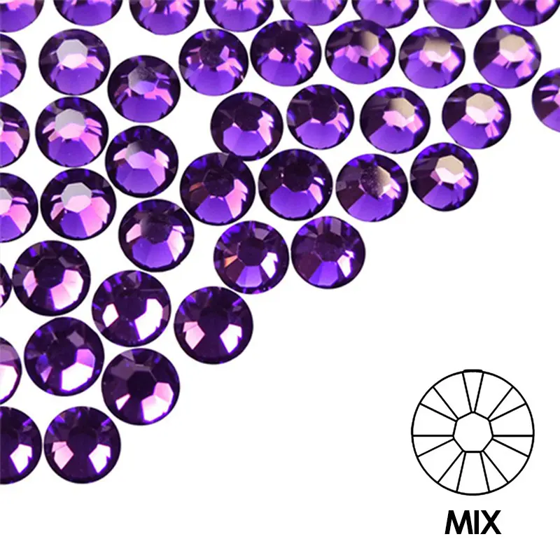 Ozdobné kamínky na nehty - MIX - fialové, 100ks
