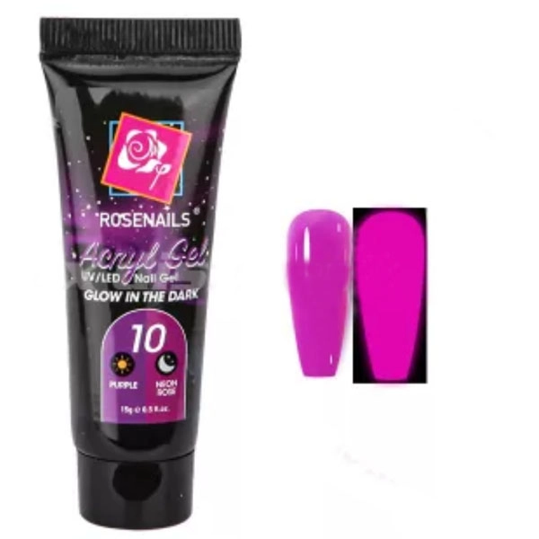 Barevný Polygel - Glow in the dark PURPLE/NEON ROSE č.10, 15g