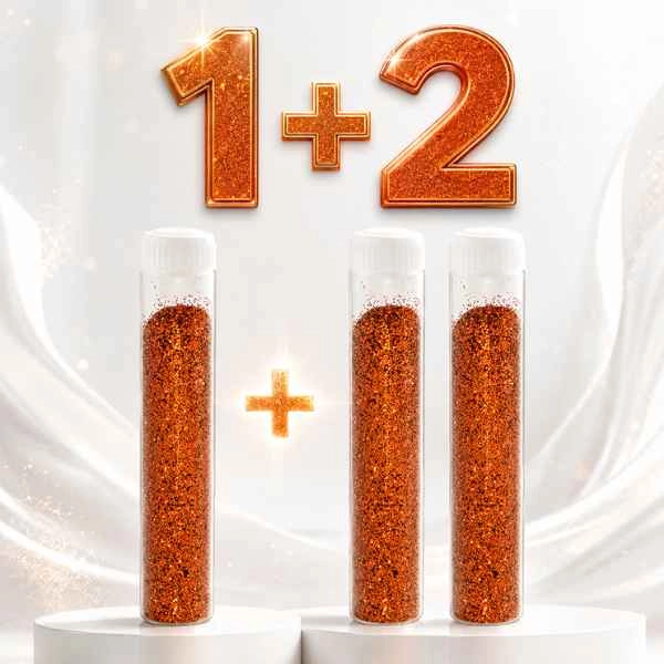 Tmavě oranžový třpytivý prášek – AKCE 1+2 ZDARMA
