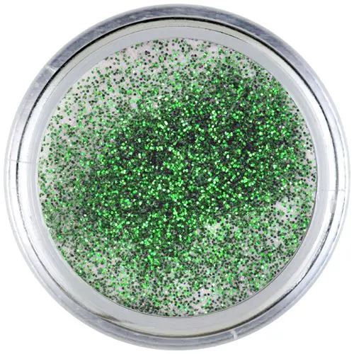 Bílý akrylový prášek se zelenými glitry Inginails 7g - Green Shimmer