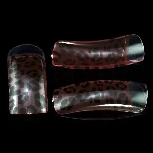 Jednorázové nehty – růžové, leopardí vzor