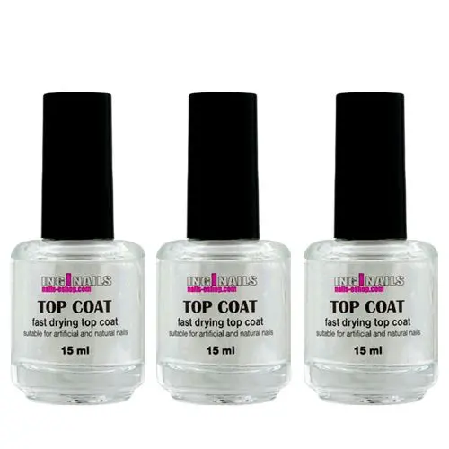 3x Top Coat 15ml - rychleschnoucí nadlak Inginails