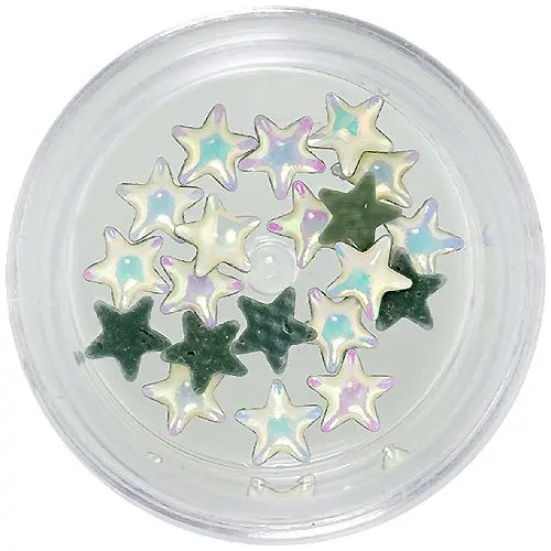Bílé perleťové ozdoby na nehty, 4 mm - kamínky hvězdičky