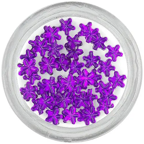 Tmavě fialové kamínky na nehty – kytičky