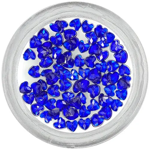 Královsky modré kamínky na zdobení nehtů - srdíčka