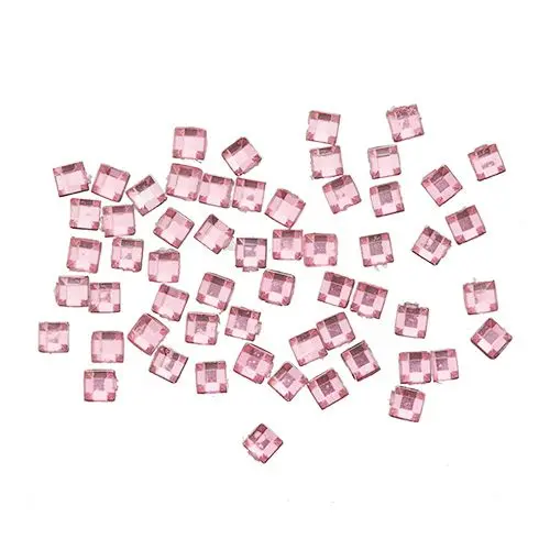 Světle růžové ozdoby na nehty - kamínky, čtverečky 50 ks
