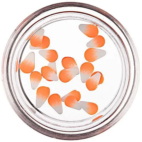 Slzičky – Fimo nařezané ozdoby, bílo-neonově oranžové