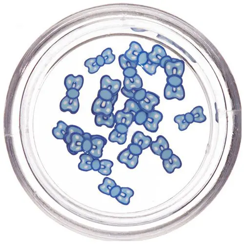 Nařezané fimo mašličky na zdobení nehtů – modro-bílé