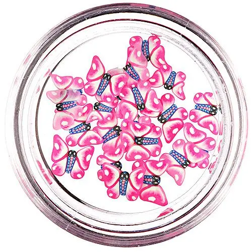 Fimo Nail Art – nařezaní motýli růžovo-bílé barvy