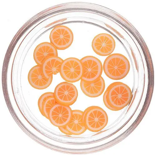 Fimo ozdoba na nehty – nařezaný pomeranč, oranžový