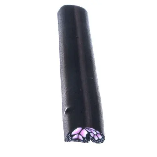 Polovina motýla – fimo ozdoba na nehty, růžovo-černá tyčinka